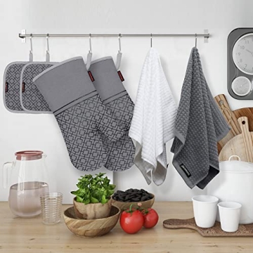 6-Piece High Heat Resistant Oven Mitts Set for Cooking