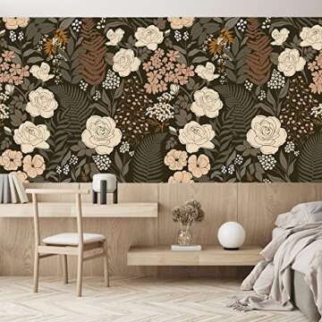 Beautiful HAOKHOME Floral Peel and Stick Wallpaper 17.7in x 9.8ft
