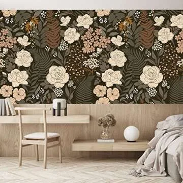 Beautiful HAOKHOME Floral Peel and Stick Wallpaper 17.7in x 9.8ft