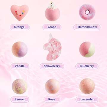 Kids Bath Bombs with Surprise - 9 Pack for Valentine's Gifts