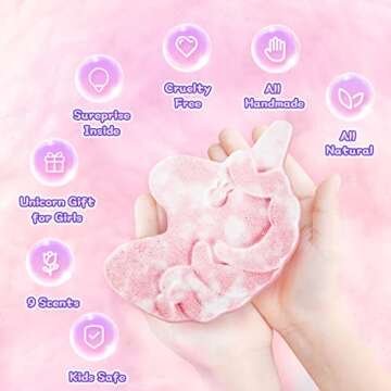 Kids Bath Bombs with Surprise - 9 Pack for Valentine's Gifts