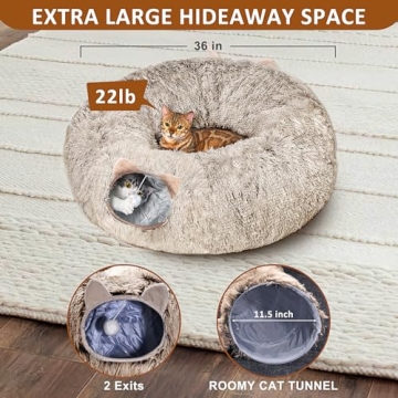 Plush Cat Tunnel and Bed for Indoor Cats