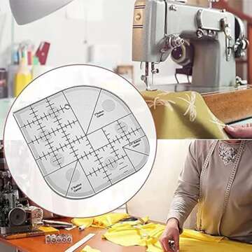 Tujuna Curved Corner Cutter Quilt Ruler | Acrylic Sewing Patchwork Ruler Quilting Templates | DIY Sewing Supplies Sewing Template Patchwork Tool | Curved Corner Cutter Ruler