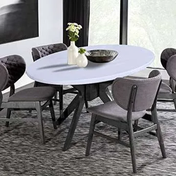 LUSHVIDA Vinyl Fitted Table Cover Elastic Edged Plastic Table Cover… (White, Best for Up to 36"-44...