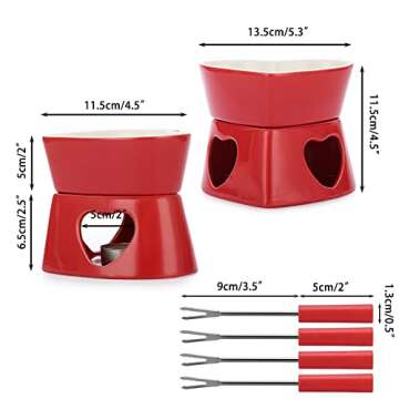 BSTKEY Heart-Shaped Ceramic Butter Warmer Set with 4 Forks
