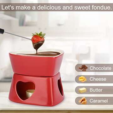 BSTKEY Heart-Shaped Ceramic Fondue Pot Set