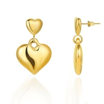 18K Gold Plated Heart Earrings for Women - Chic Valentine's Gift