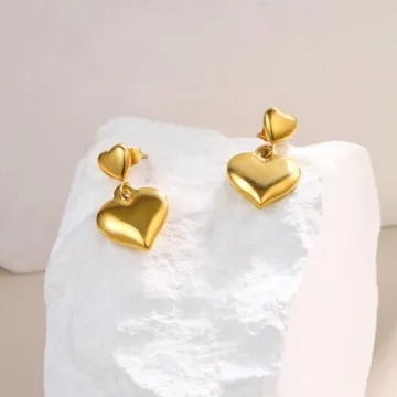 Luxury 18K Gold Heart Earrings for Women Valentine Gift