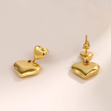 Luxury 18K Gold Heart Earrings for Women Valentine Gift