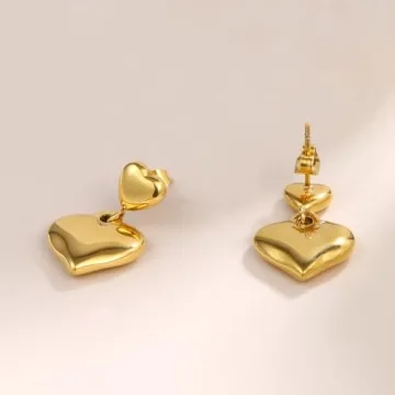 Luxury 18K Gold Heart Earrings for Women Valentine Gift