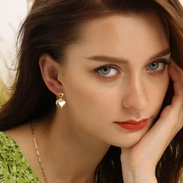 Luxury 18K Gold Heart Earrings for Women Valentine Gift