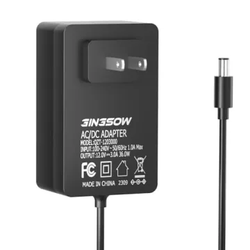 GINGSOW AC 100-240V to DC 12V Power Supply Adapter - 3A, 36W, 1.5M Cable