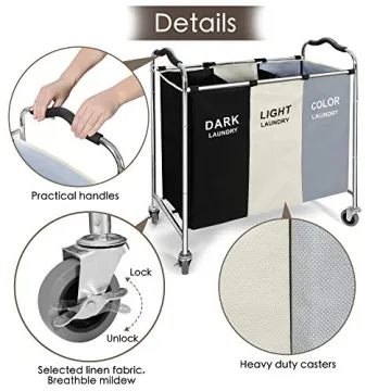 Stylish 240L Laundry Basket with Wheels for Easy Sorting