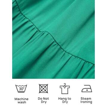 ZESICA Women's 2025 Summer Casual Flutter Short Sleeve Crew Neck Smocked Elastic Waist Tiered Midi Dress,Green,Large