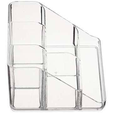 Amazon Basics Acrylic 6-Compartment Tall Durable Makeup Jewelry Accessories Storage Organizer Tray