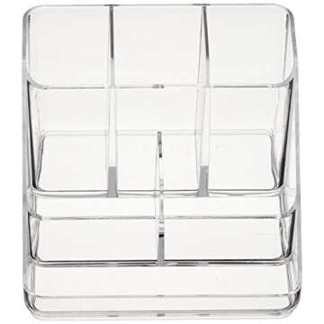 Amazon Basics Acrylic 6-Compartment Tall Durable Makeup Jewelry Accessories Storage Organizer Tray