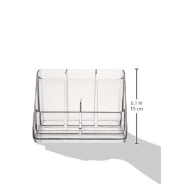 Amazon Basics Acrylic 6-Compartment Tall Durable Makeup Jewelry Accessories Storage Organizer Tray
