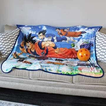 Cozy Dragon Ball Super Fleece Blanket with Goku & Vegeta