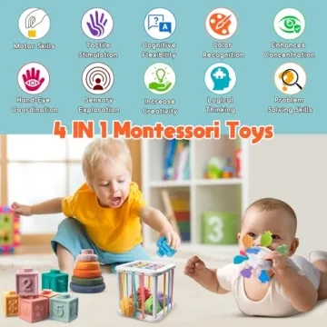 Montessori Baby Toy Set for 6-18 Months - 4 in 1 Fun