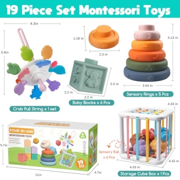 Montessori Baby Toy Set for 6-18 Months - 4 in 1 Fun