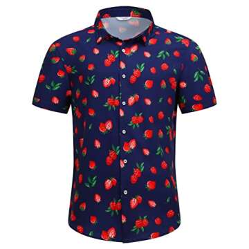 SheLucki Hawaiian Shirt for Men, Unisex Summer Beach Casual Short Sleeve Button Down Shirts, Printed...
