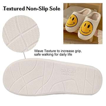 FACAXEDRE Smile Face Slippers for Women Fuzzy Slippers Happy Face Slippers for Woman Ladies Bedroom Slippers Woman Indoor and Outdoor Retro Home House Slippers Yellow 9-10