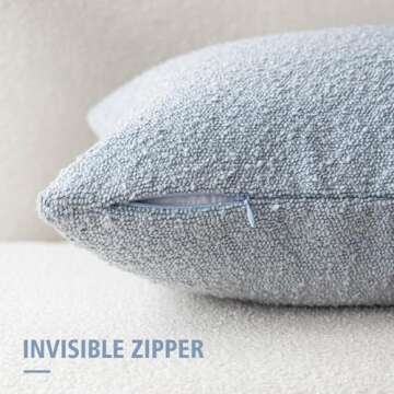 Foindtower Pack of 2 Modern Textured Boucle Throw Pillow Covers Accent Solid Decorative Pillow Cases Cozy Woven Couch Cushion Case for Chair Sofa Bed Living Room Home Decor, 20 x 20 Inch, Light Blue