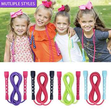 Inventiv Kids Jump Rope, Cute Colorful Designs, 9ft Adjustable Length, Quality PVC, Suitable for Children, Adults, Fitness, or Play (Flowers | Pink/Purple)