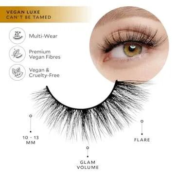 Velour Vegan Luxe Eyelashes, Luxurious Natural False Lashes, Lightweight, Reusable, Handmade Fake Lash Extensions, Wear up to 25 Times, 100% Vegan Mink, Soft & Comfortable, All Eye Shapes