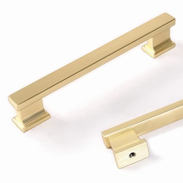 COTYKILEY 6 Pack 5 Inch(128mm) Brushed Brass Cabinet Handles Gold Kitchen Cabinet Pulls Cabinet Door...