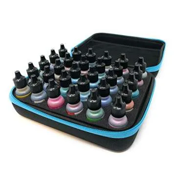 30x Tim Holtz Alcohol Ink .5oz Bottles (Assorted Colors), Pixiss Alcohol Ink Storage Carrying Case Organizer, Stores 30x 0.5-Ounce Bottles of Alcohol Ink, Stickles, Glossy Accents or Reinkers, Travel