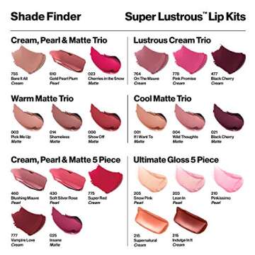 Revlon Super Lustrous 3-Piece Lipstick Gift Set, High Impact, Matte Finish, 003 Pick Me Up, 014 Shameless, 008 Show Off, 0.45 Oz