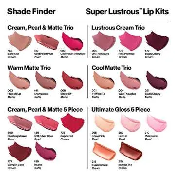 Revlon Super Lustrous 3-Piece Lipstick Gift Set, High Impact, Matte Finish, 003 Pick Me Up, 014 Shameless, 008 Show Off, 0.45 Oz