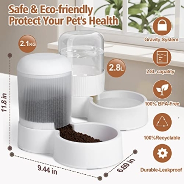 MDEHOPET Gravity Cat Feeder - Eco-Friendly 2.8L Capacity