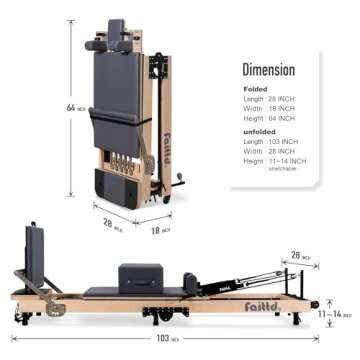 Faittd Foldable Pilates Reformer & Equipment - Pilates Reformer Workout Machine for Home Gym with Re...
