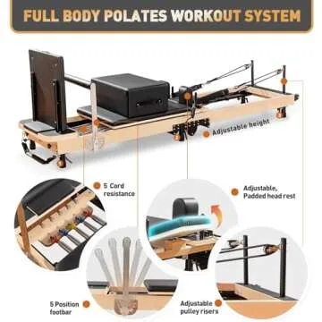 Faittd Foldable Pilates Reformer & Equipment - Pilates Reformer Workout Machine for Home Gym with Reformer Accessories, Reformer Box, Padded Jump Board - Up to 300 lbs Weight Capacity（Dark Gray）