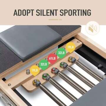 Faittd Foldable Pilates Reformer & Equipment - Pilates Reformer Workout Machine for Home Gym with Reformer Accessories, Reformer Box, Padded Jump Board - Up to 300 lbs Weight Capacity（Dark Gray）