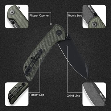 SENCUT Fritch Folding Knife for EDC with Deep Carry Clip