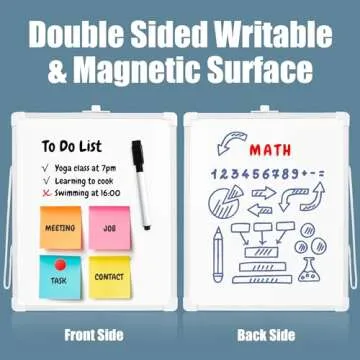 SUNEE Small Dry Erase Board with Hanging, 11x14 Magnetic White Board with Marker, Double-Sided Dry Erase Whiteboard for Students - Planning, Drawing, Memo, to Do List