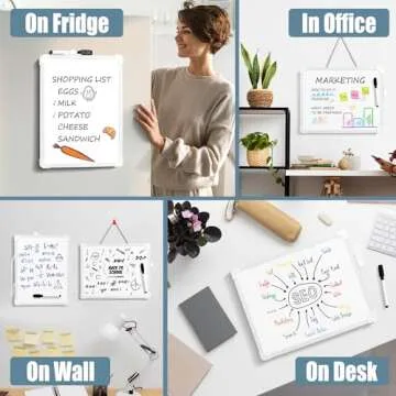 SUNEE Small Dry Erase Board with Hanging, 11x14 Magnetic White Board with Marker, Double-Sided Dry Erase Whiteboard for Students - Planning, Drawing, Memo, to Do List