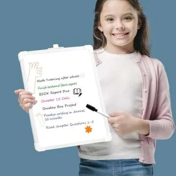 SUNEE Small Dry Erase Board with Hanging, 11x14 Magnetic White Board with Marker, Double-Sided Dry Erase Whiteboard for Students - Planning, Drawing, Memo, to Do List