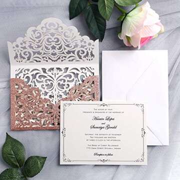 Elegant YIMIL Laser Cut Wedding Invitations Set - 20 Pcs