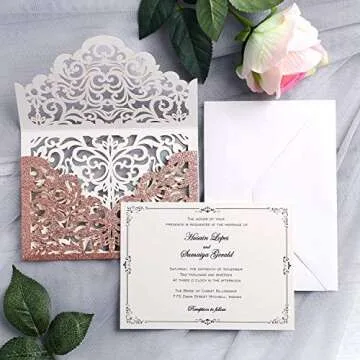 Elegant YIMIL Laser Cut Wedding Invitations Set - 20 Pcs