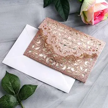 Elegant YIMIL Laser Cut Wedding Invitations Set - 20 Pcs