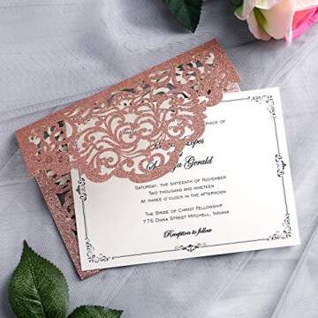 Elegant YIMIL Laser Cut Wedding Invitations Set - 20 Pcs