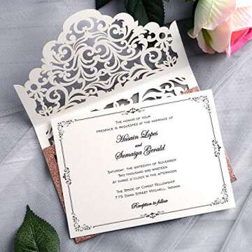 Elegant YIMIL Laser Cut Wedding Invitations Set - 20 Pcs