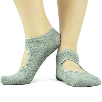 Barre Socks for Women - Elutong Pilates Socks Grips Yoga Grippers Ballet Non Slip Anti Skid Socks