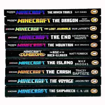An Official Minecraft Novels 10 Books Collection Set (The Shipwreck, The Voyage, The Crash, The Island, The Rise of the Arch Illager, The Mountain , The End, Lost Journals, Dragon & Haven Trials)