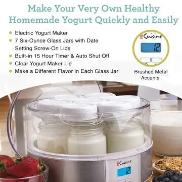 Euro Cuisine YMX650 Yogurt Maker - Automatic Digital with Glass Jars
