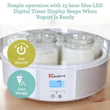 Euro Cuisine YMX650 Yogurt Maker - Automatic Digital with Glass Jars